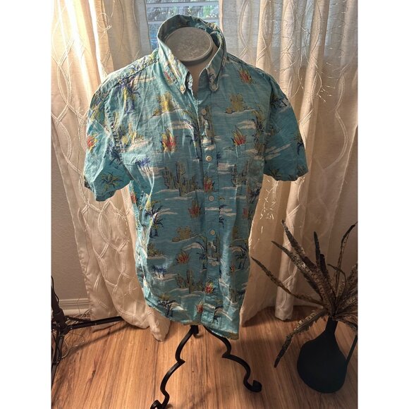 Urban Pipeline Mens L Cactus Desert Scene Short Sleeve Button-Down Shirt coastal - Picture 1 of 10